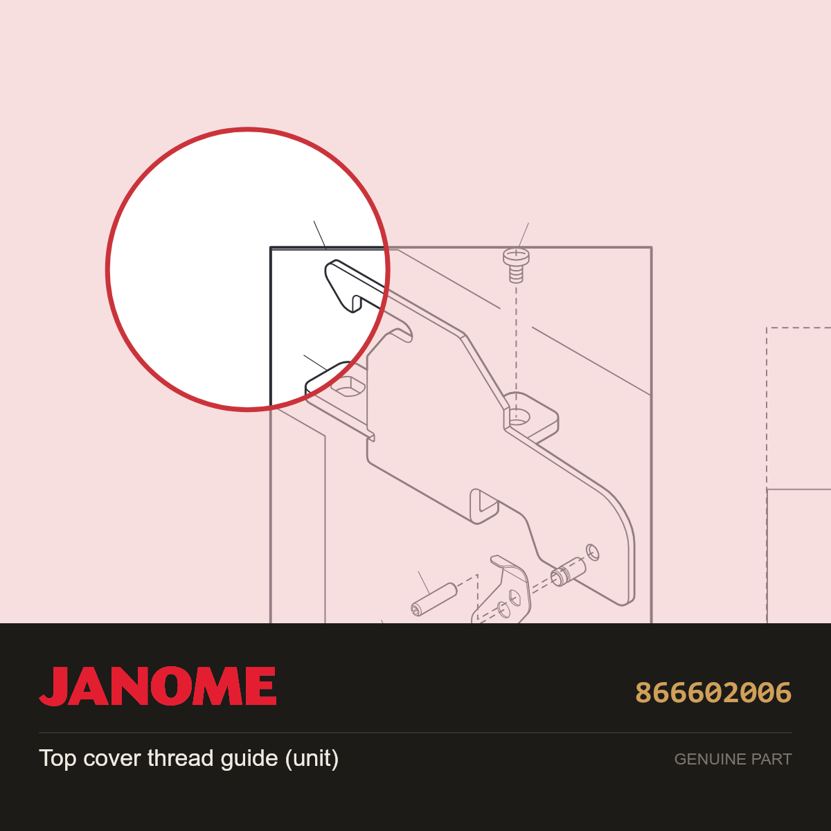Top cover thread guide (unit), Janome #866602006 — shown on the Janome parts diagram