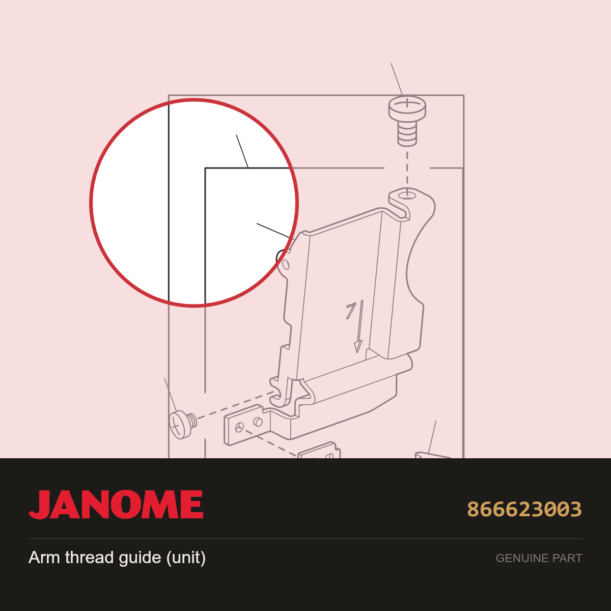 Arm thread guide (unit), Janome #866623003 — shown on the Janome parts diagram