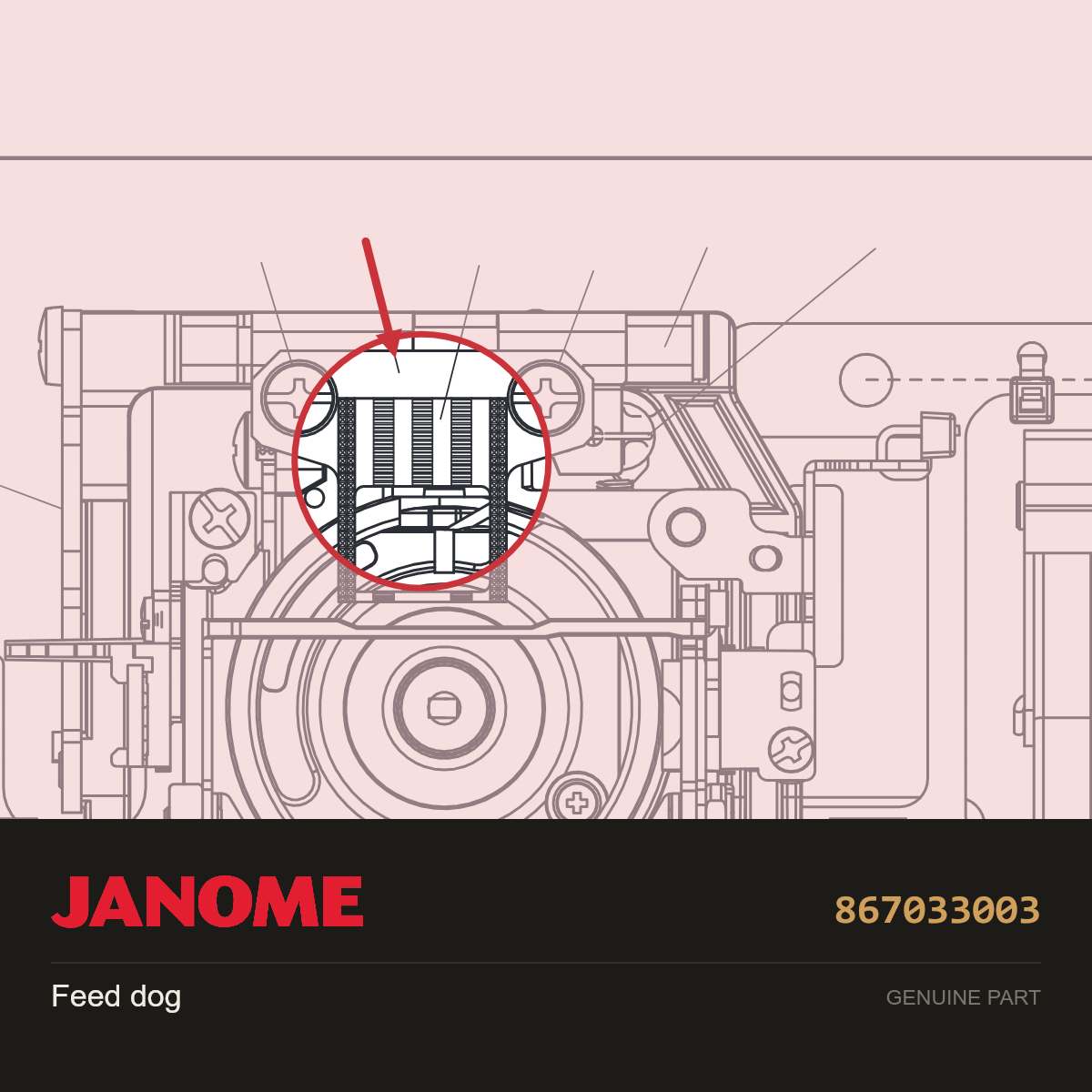 Feed dog, Janome #867033003 — shown on the Janome parts diagram