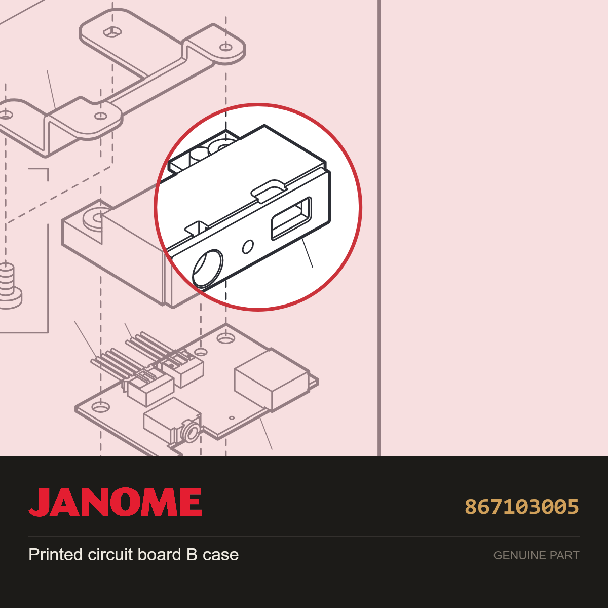 Printed circuit board B case, Janome #867103005 — shown on the Janome parts diagram