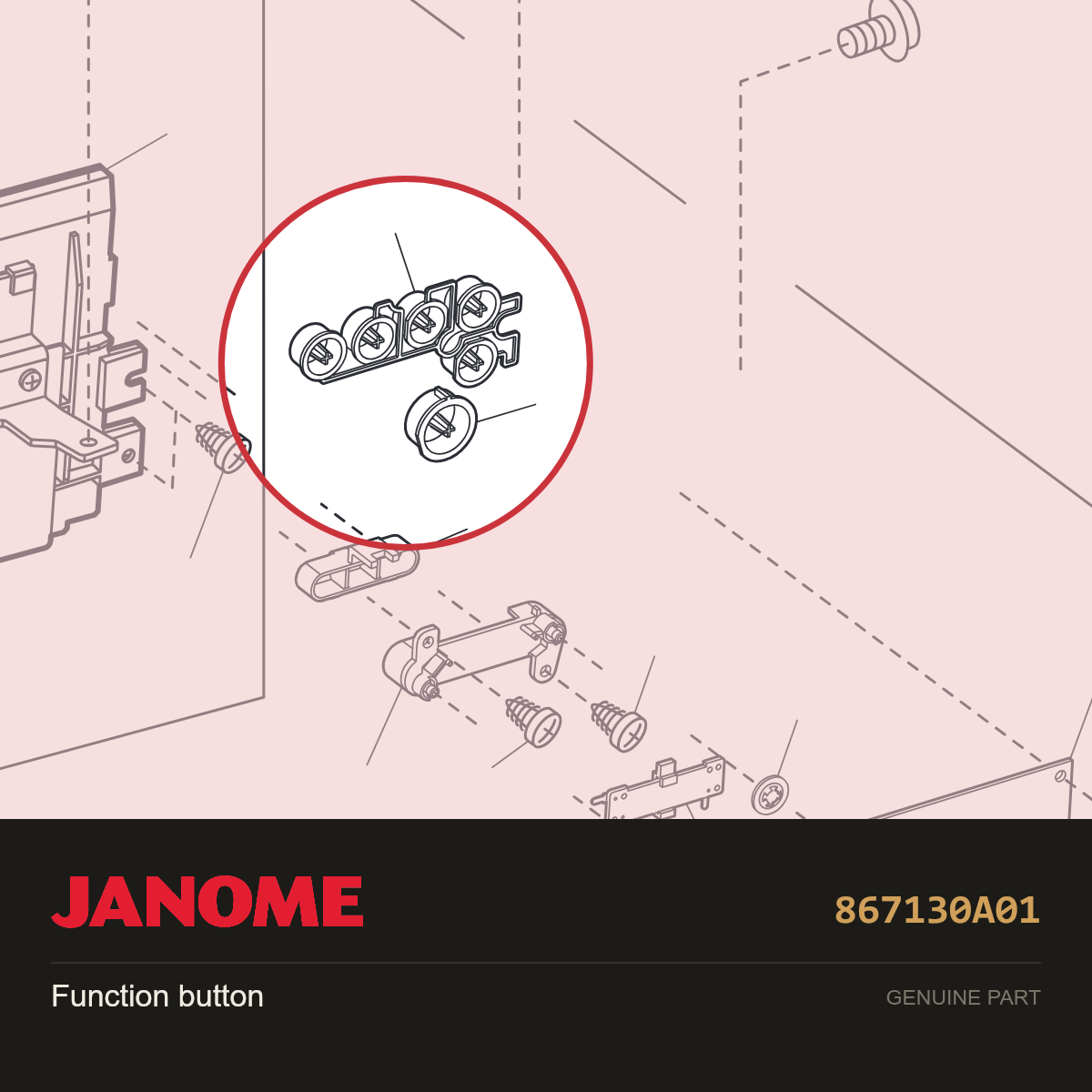 Function button, Janome #867130A01 — shown on the Janome parts diagram