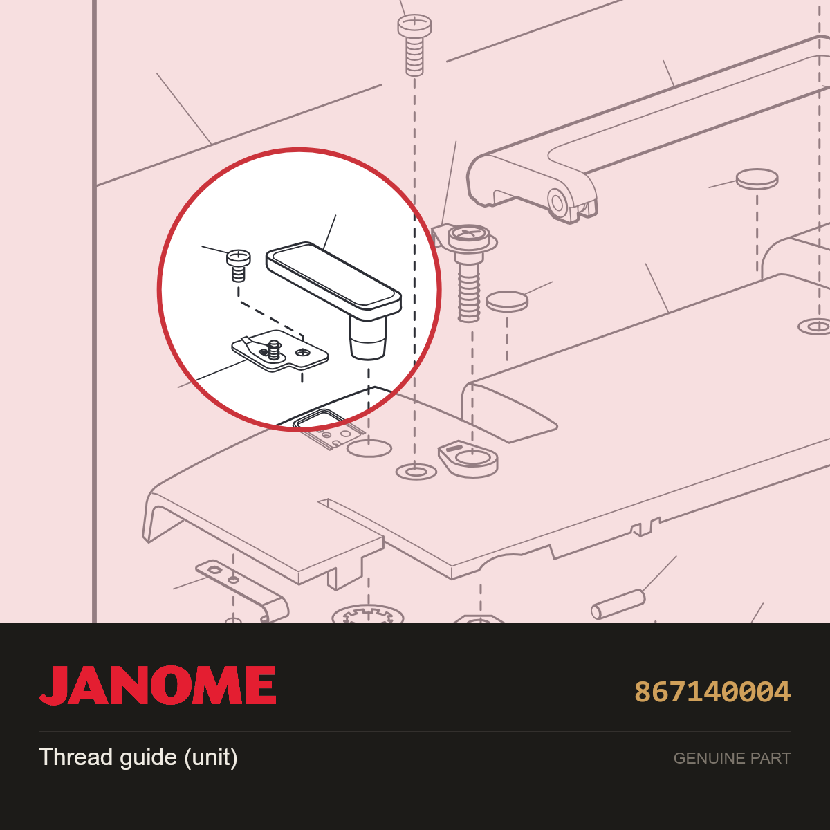 Thread guide (unit), Janome #867140004 — shown on the Janome parts diagram