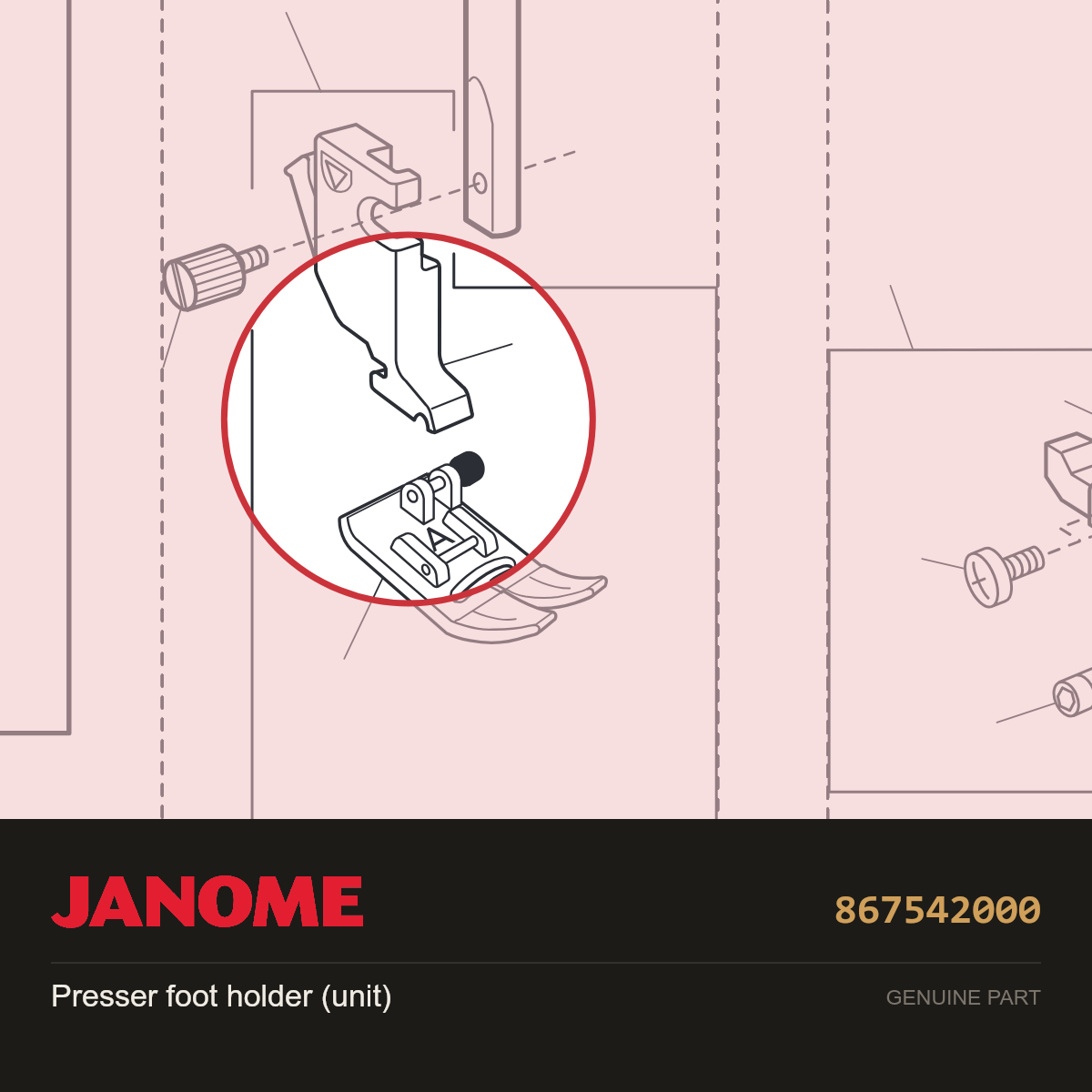 Presser foot holder (unit), Janome #867542000 — shown on the Janome parts diagram
