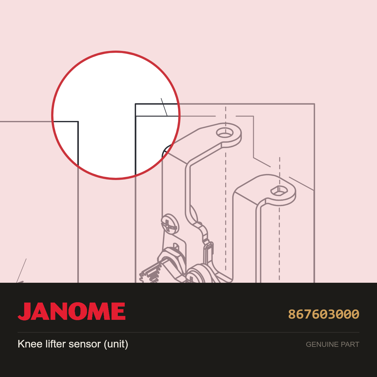 Knee lifter sensor (unit), Janome #867603000 — shown on the Janome parts diagram