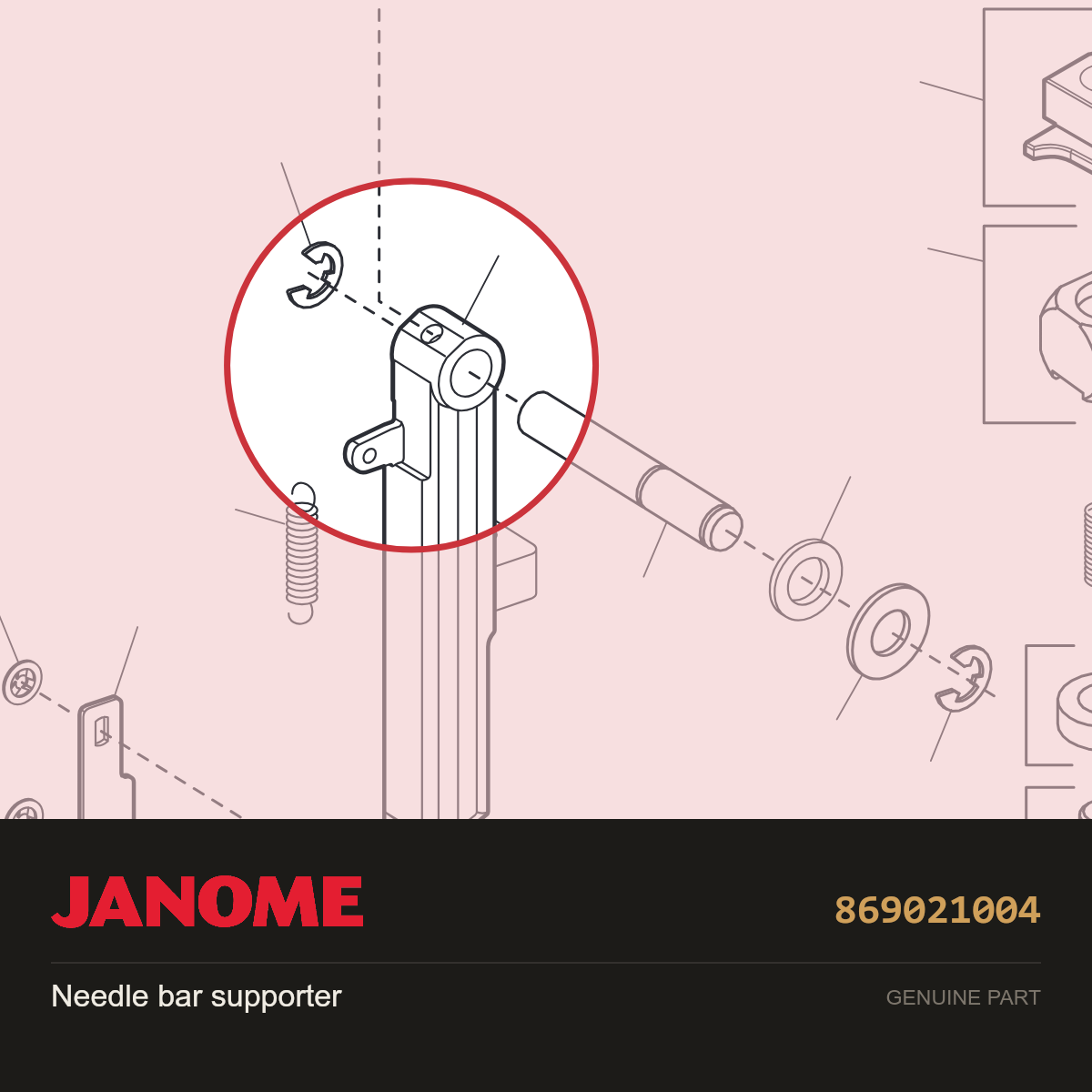 Needle bar supporter, Janome #869021004 — shown on the Janome parts diagram