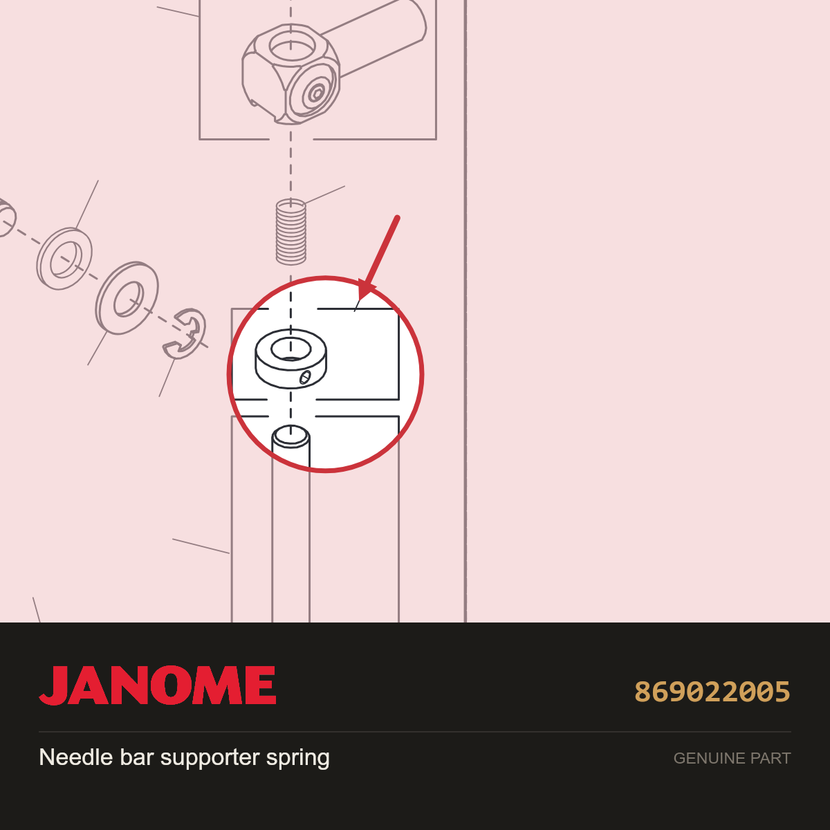 Needle bar supporter spring, Janome #869022005 — shown on the Janome parts diagram