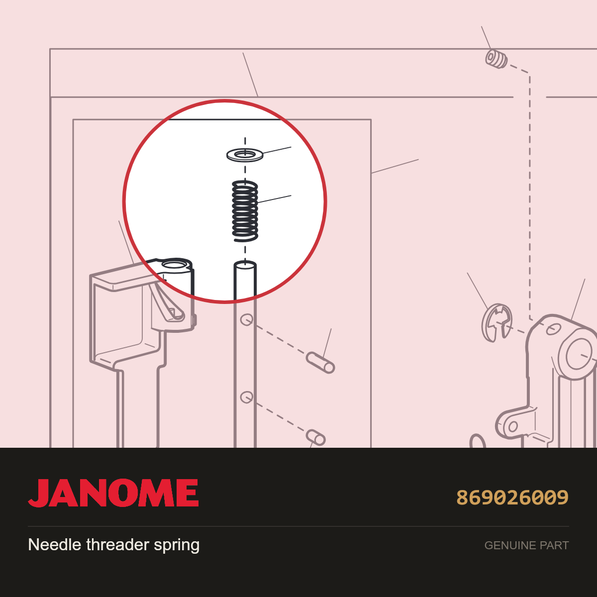 Needle threader spring, Janome #869026009 — shown on the Janome parts diagram