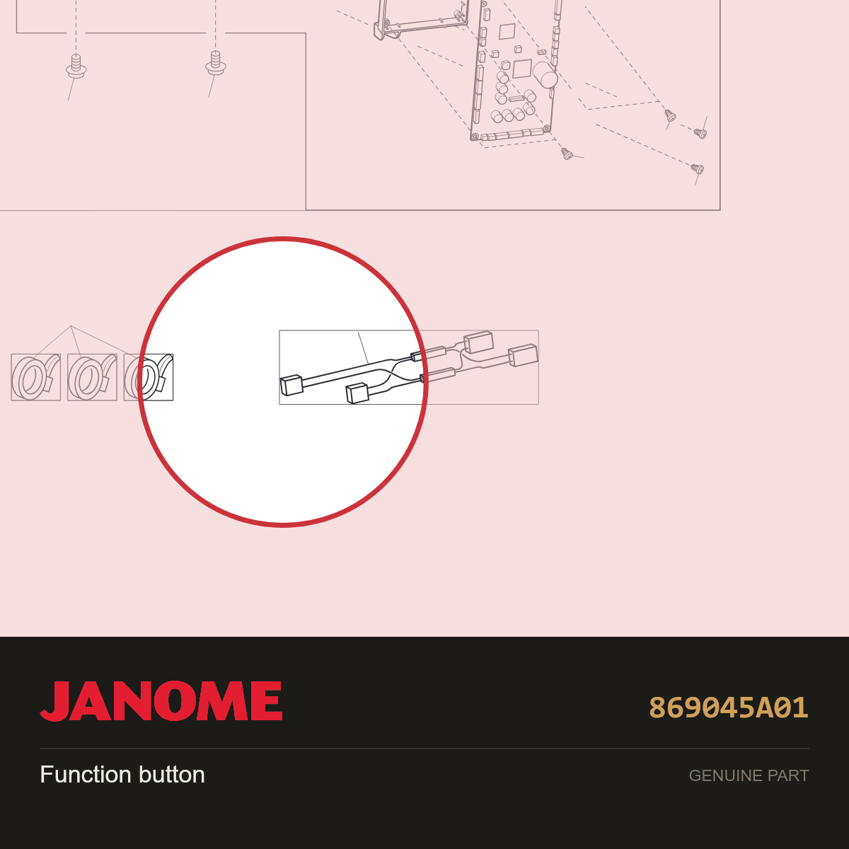 Function button, Janome #869045A01 — shown on the Janome parts diagram