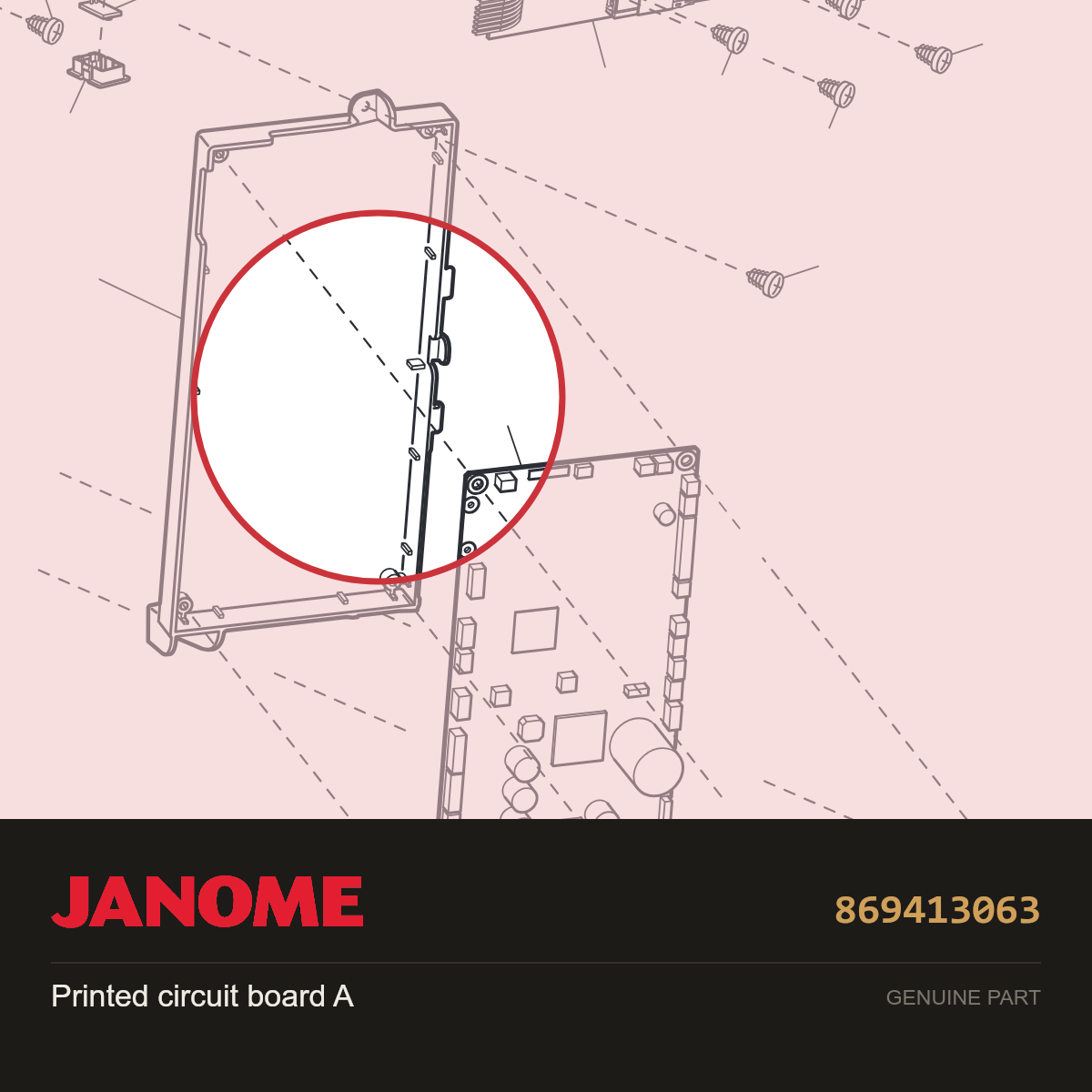 Printed circuit board A, Janome #869413063 — shown on the Janome parts diagram