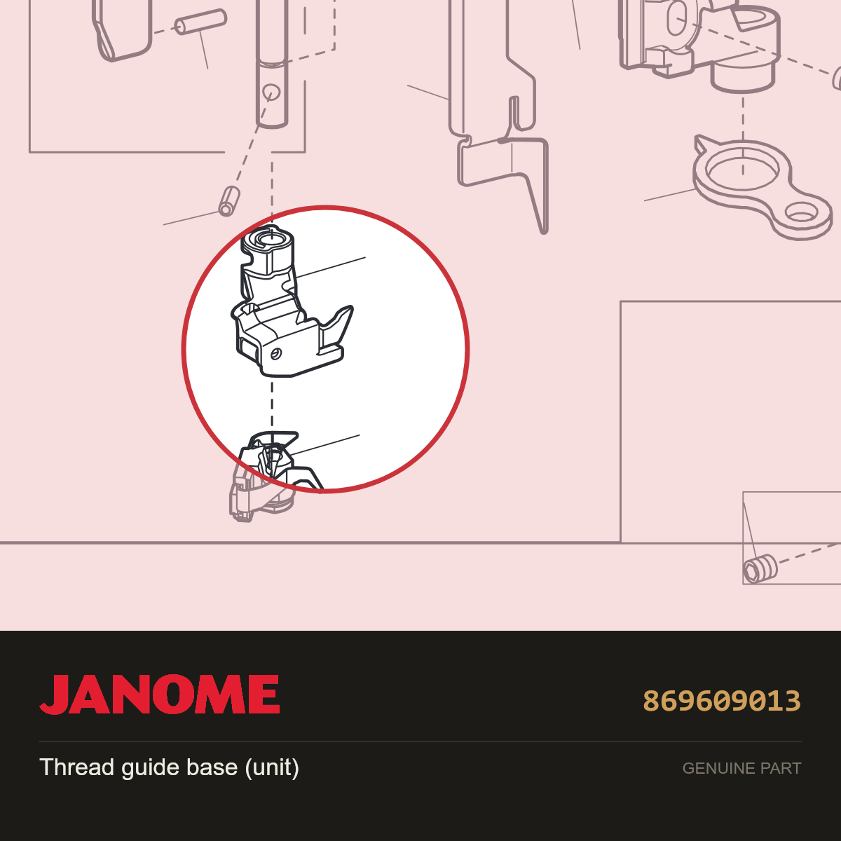 Thread guide base (unit), Janome #869609013 — shown on the Janome parts diagram