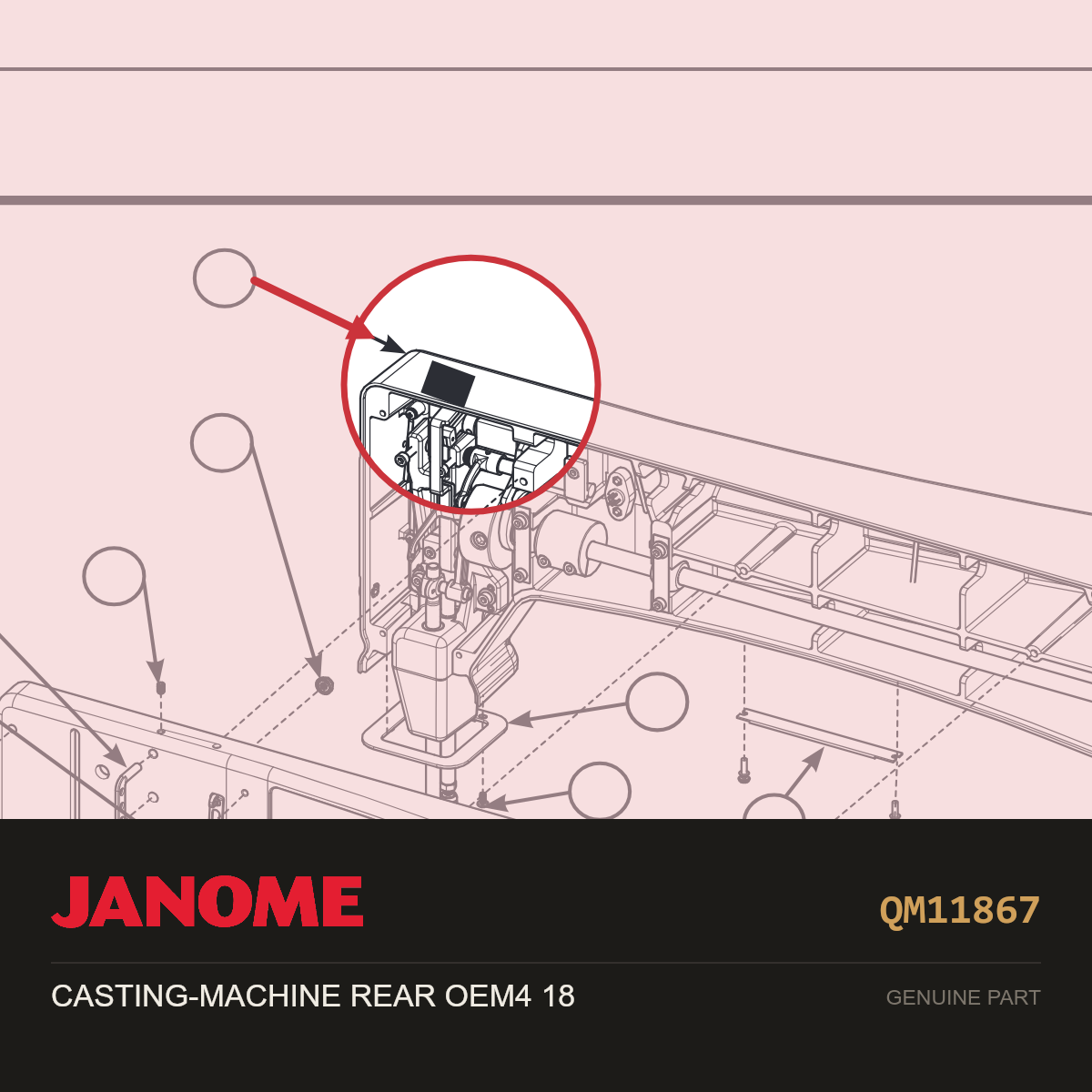 CASTING-MACHINE REAR OEM4 18, Janome #QM11867 — shown on the Janome parts diagram