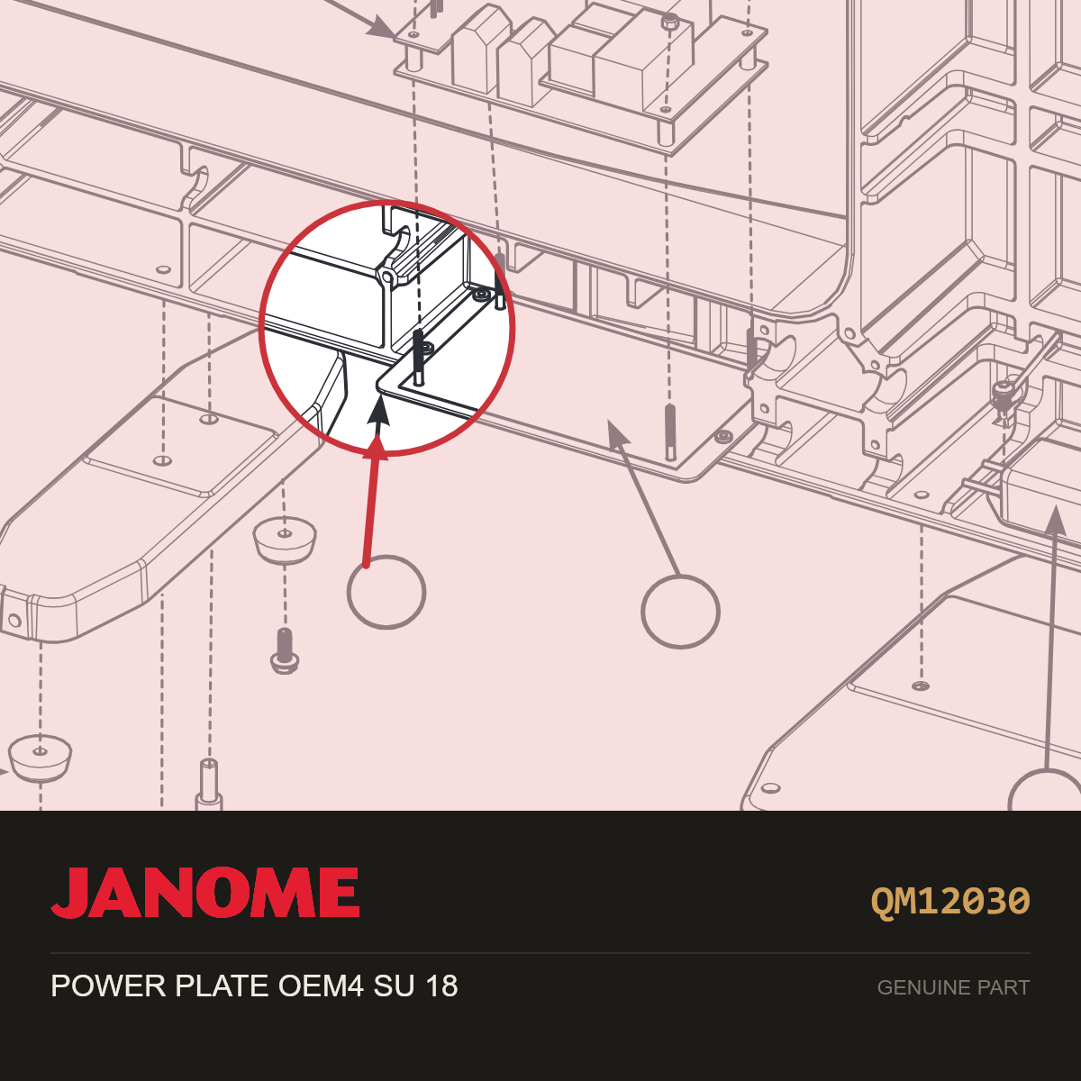 POWER SUPPLY MTNG PLATE OEM4, Janome #QM12030 — shown on the Janome parts diagram