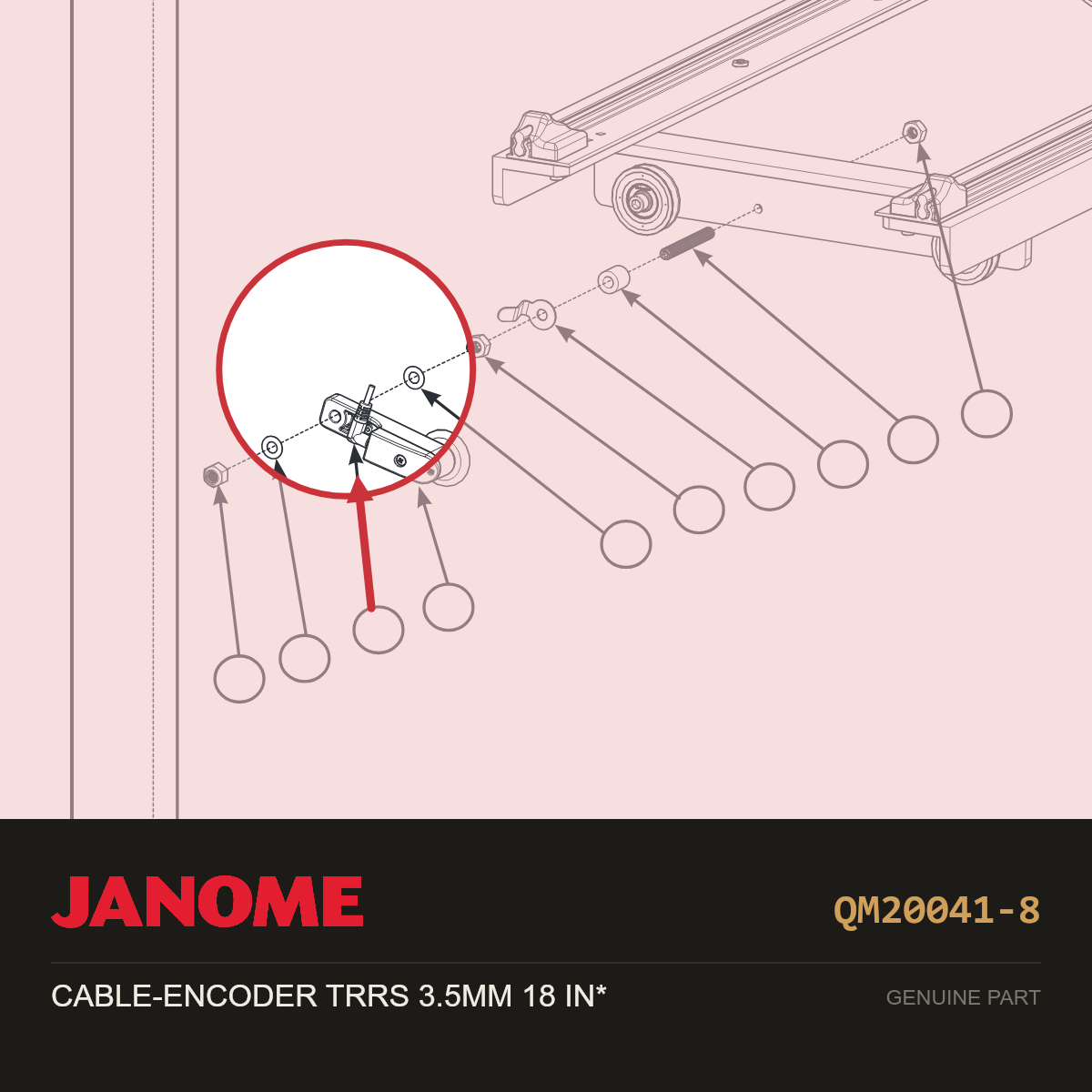 CABLE-ENCODER TRRS 3.5MM 18”, Janome #QM20041-8 — shown on the Janome parts diagram