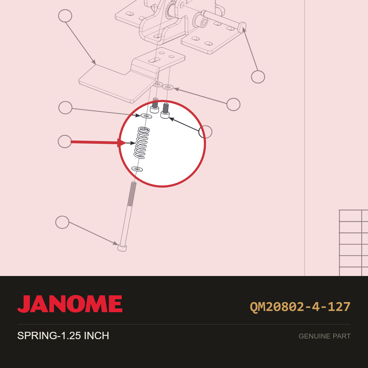 SPRING-1.25in, Janome #QM20802-4-127 — shown on the Janome parts diagram
