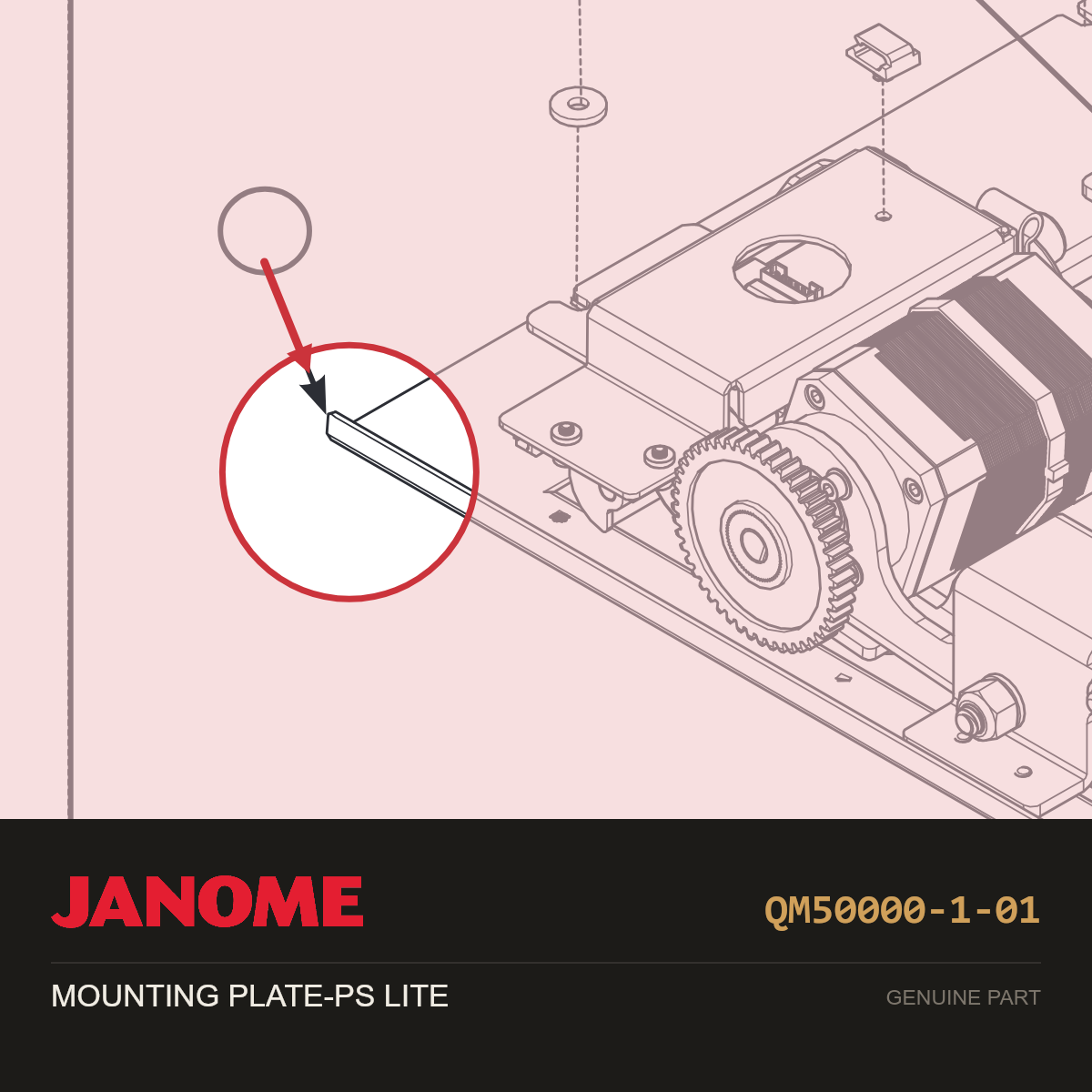 MOUNTING PLATE-PS LITE, Janome #QM50000-1-01 — shown on the Janome parts diagram