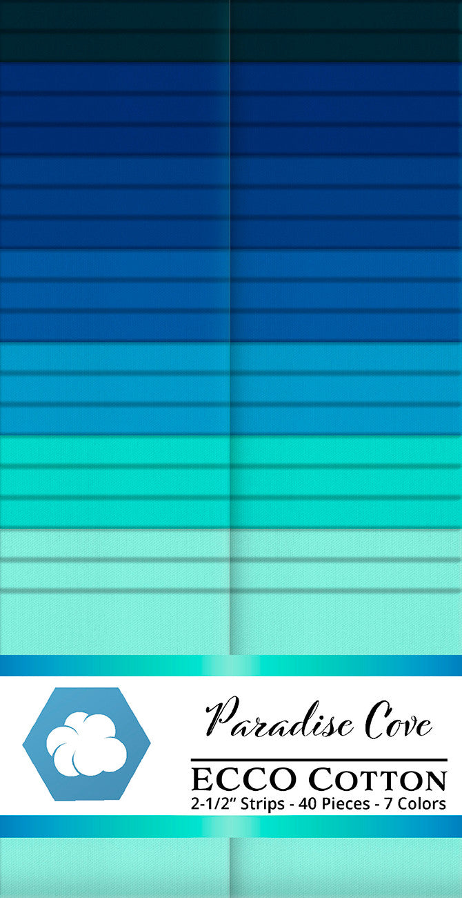 Ecco Cotton Solids Paradise Cove 2.5in Strips 40pc