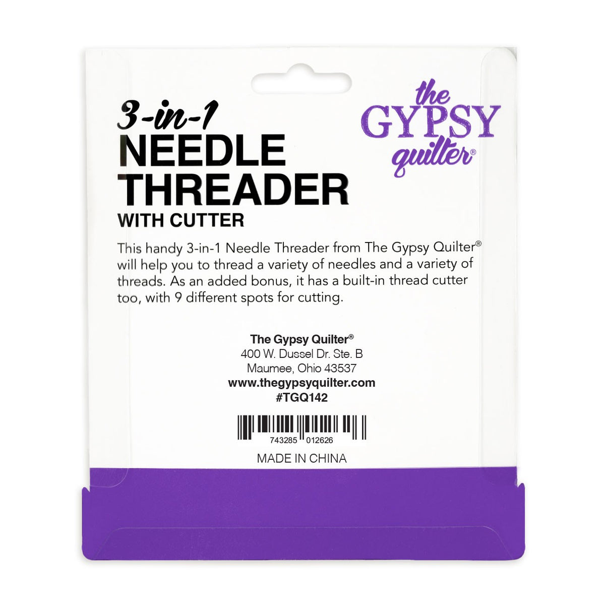 The Gypsy Quilter 3 In 1 Needle Threader with Cutter