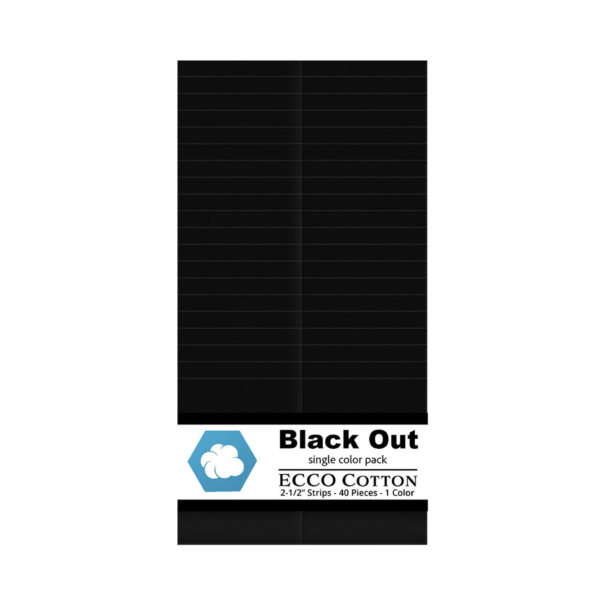 Ecco Cotton Solids Black Out 2.5in Strips 40pc