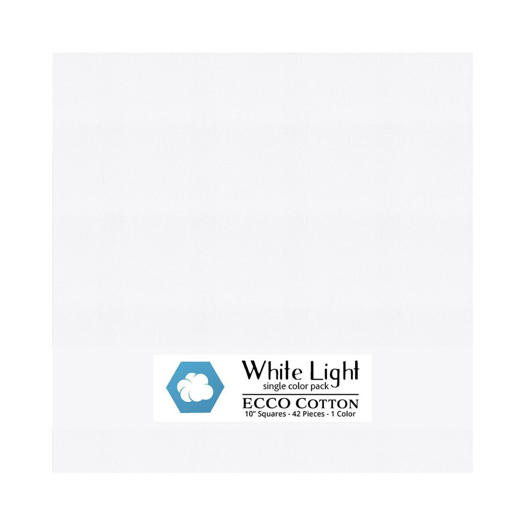 Ecco Cotton Solids White Light 10in Squares 42pc