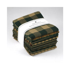 Green Homespun Fat Quarter 12pcs