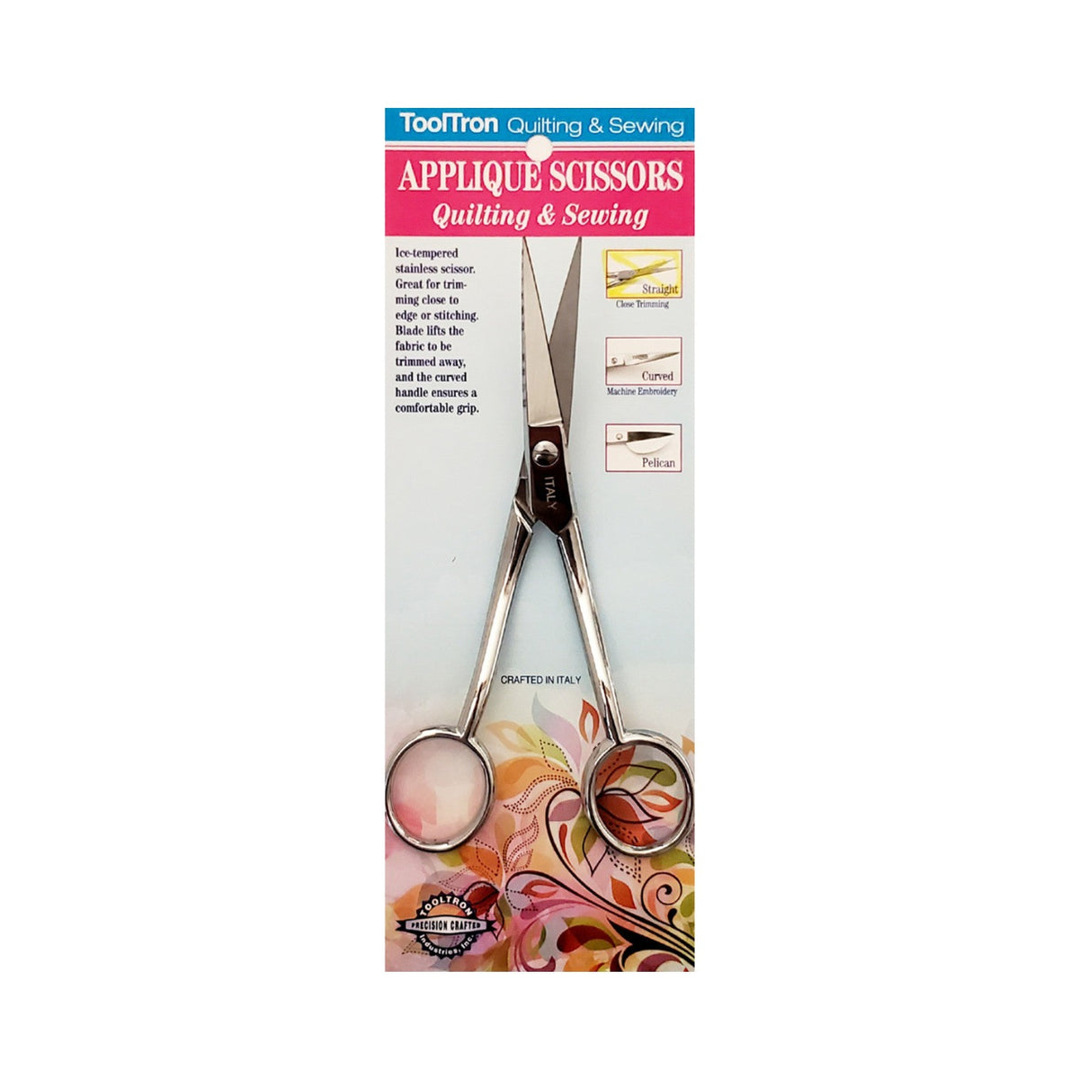 Italian Applique Scissors Straight Bent 6in