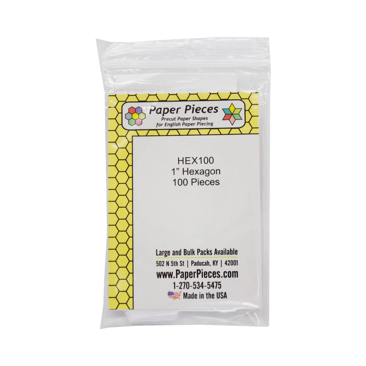 Paper Piece Hexagons Pack 1in 100pc