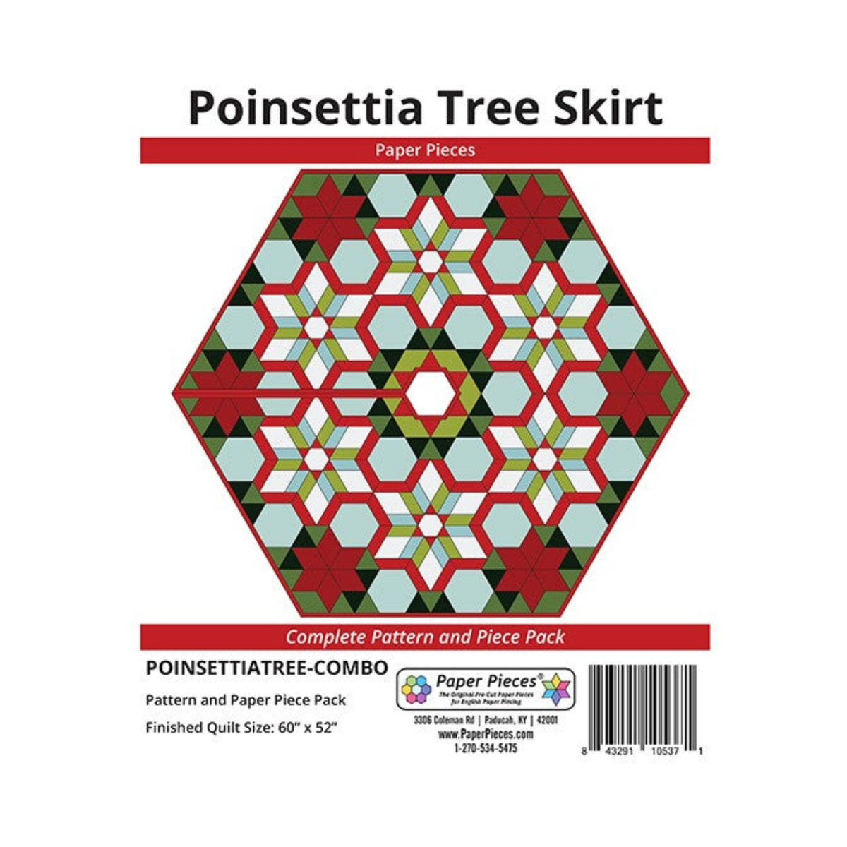 Poinsettia Tree Skirt Complete Pattern and Paper Piece Pack by Paper Pieces
