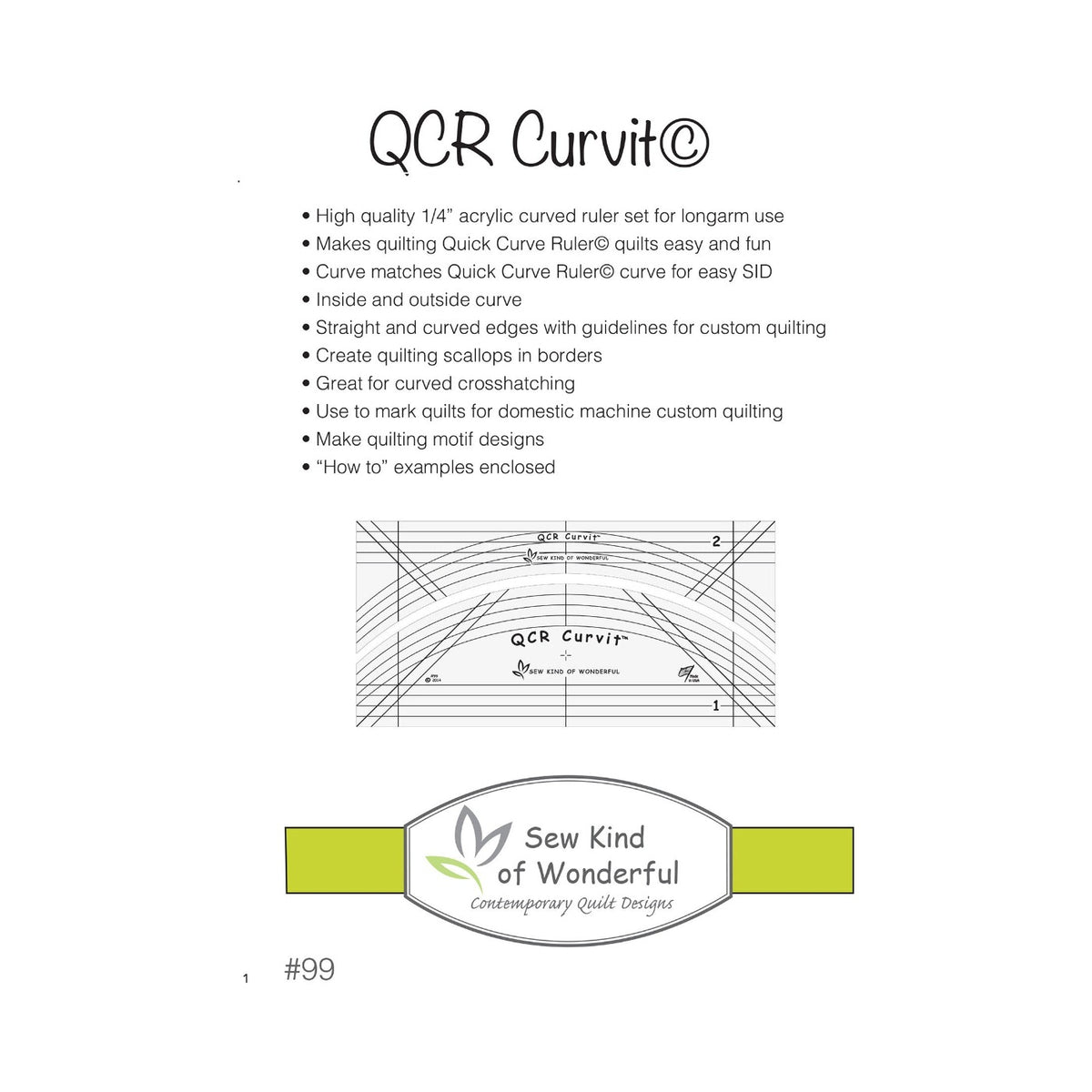 QCR Curvit Ruler for Longarm Quilting