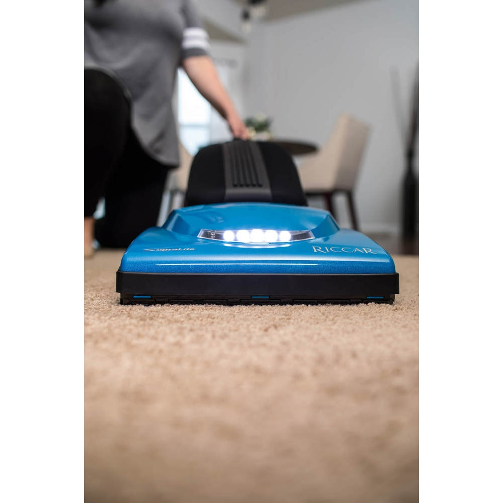 Riccar Cordless SupraLite nozzle and LED headlight on carpet