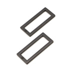Rectangle Ring Flat 1-1/2in Black Metal Set of Two