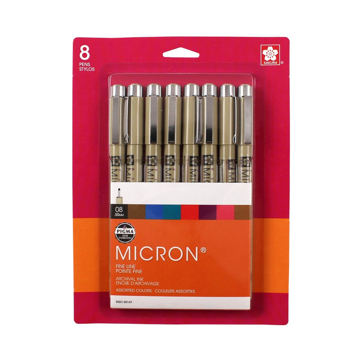 Sakura Pigma Micron 08 Pen Set Assorted Colors 8pk