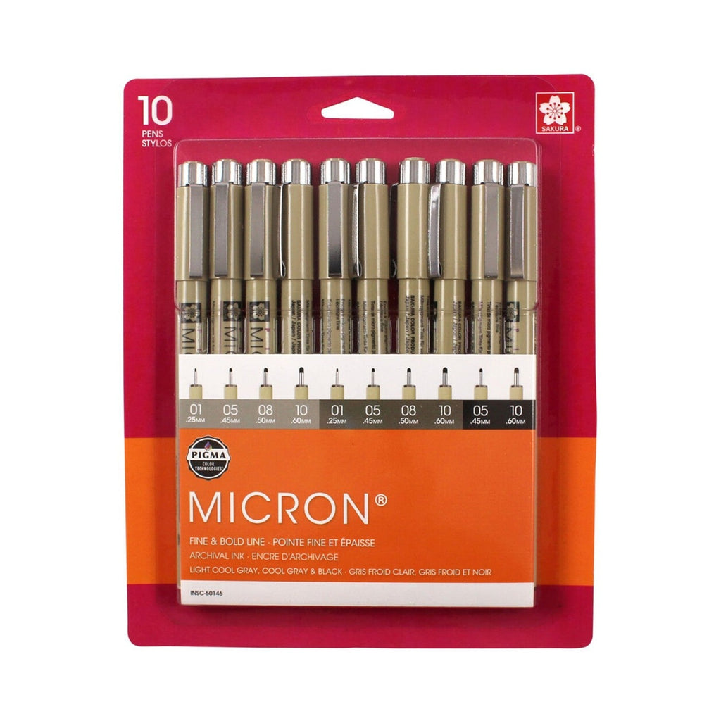 Sakura Pigma Micron 08 Pen Set Black & Gray 10pk