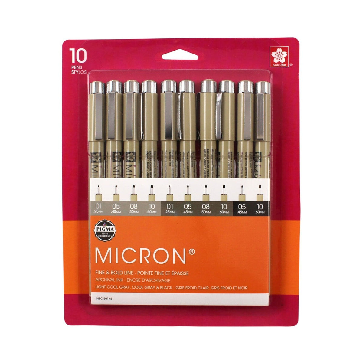 Sakura Pigma Micron 08 Pen Set Black & Gray 10pk
