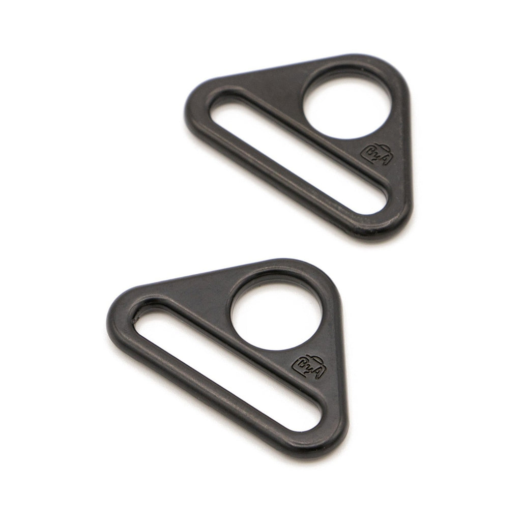 Triangle Ring Flat 1in Black Metal Set of Two
