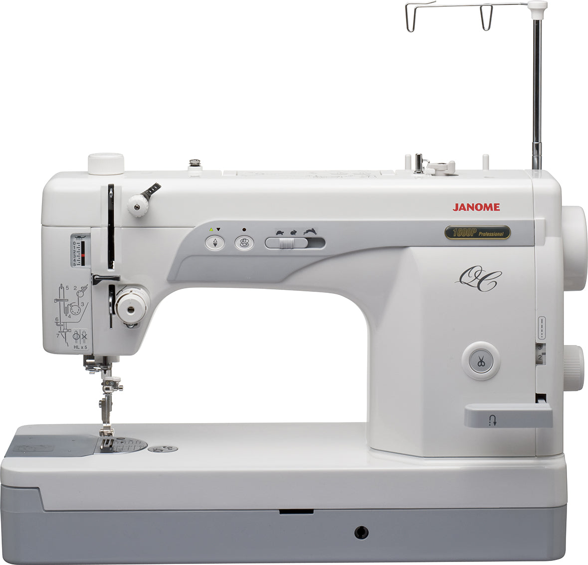Janome 1600P-QC Sewing Machine with its key features marked