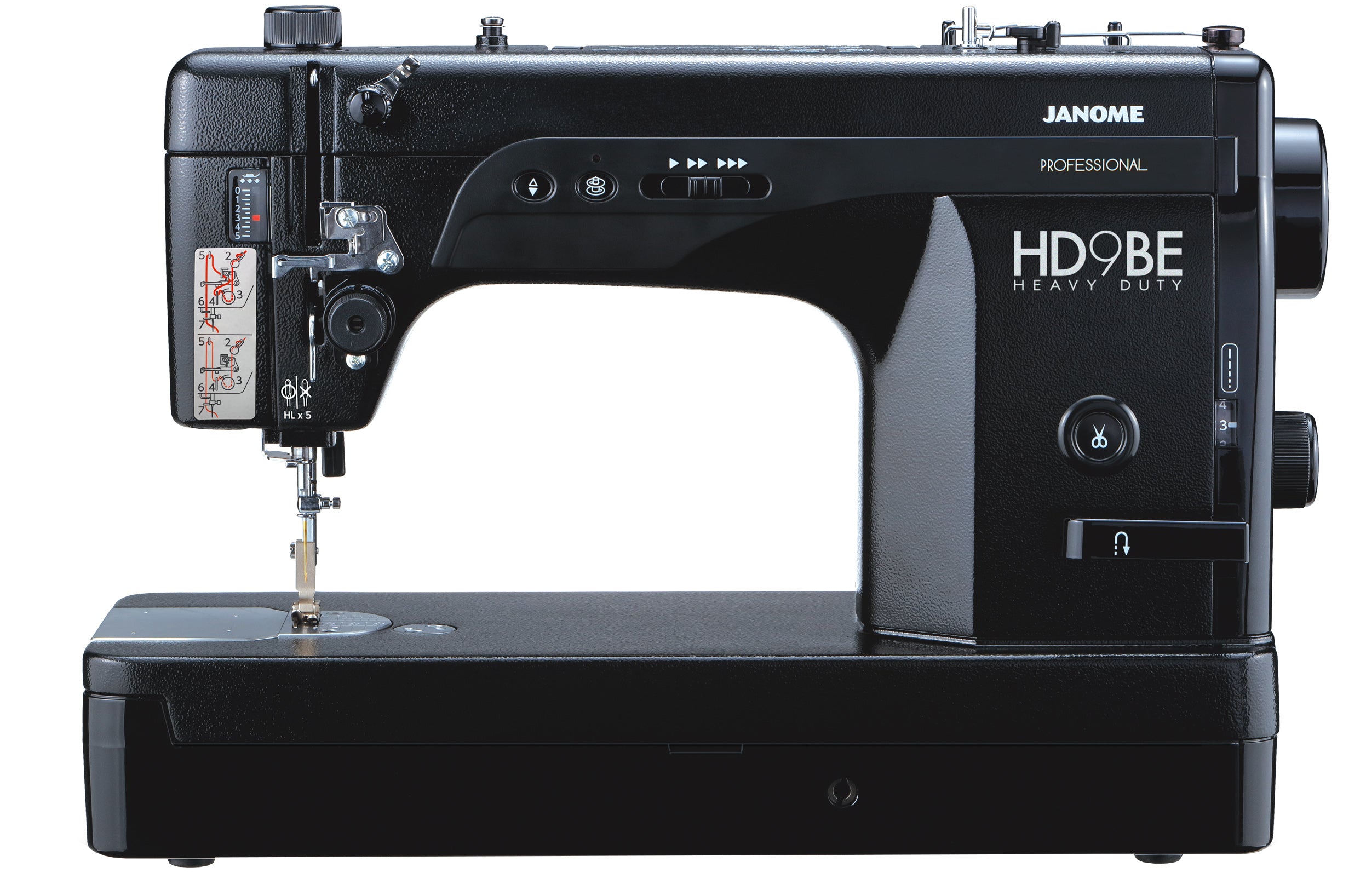 Janome HD9v2BE Sewing Machine with its key features marked